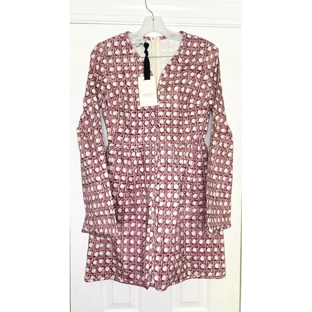 Giambattista Valli Women's Long Sleeve Treillage Dress Rose Ivory 38 US 2 New